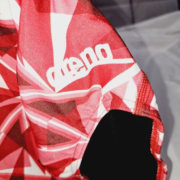 NWT Arena Flou Red White Shattered Glass Challenge Back 1 piece swimsuit US40 - Picture 4 of 13